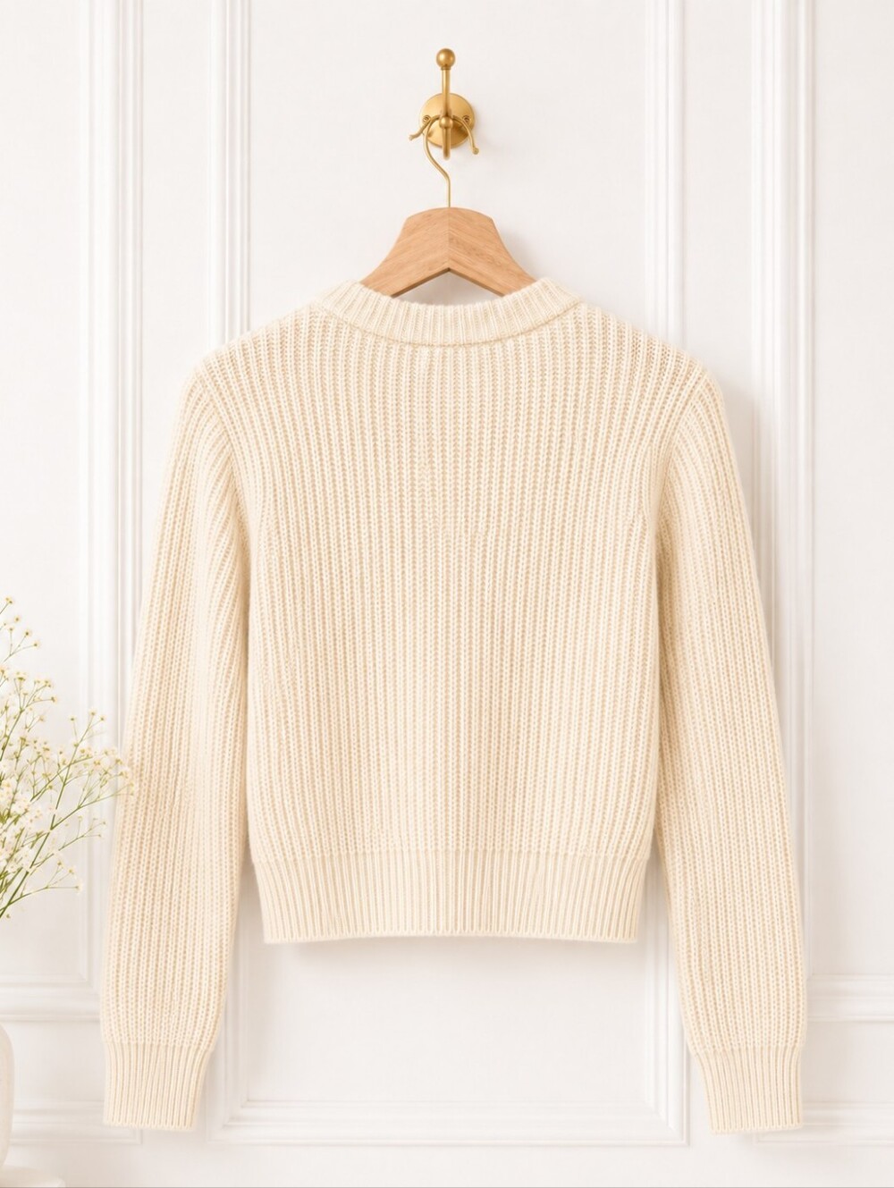 Jessica Simpson Cream Pearl Button Cropped Cardigan Size M | Rib Knit Sweater - Picture 7 of 11